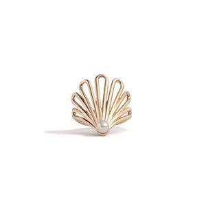 Aurate Gold Vermeil Deco Fan Pearl Ring, Size 7, NWT